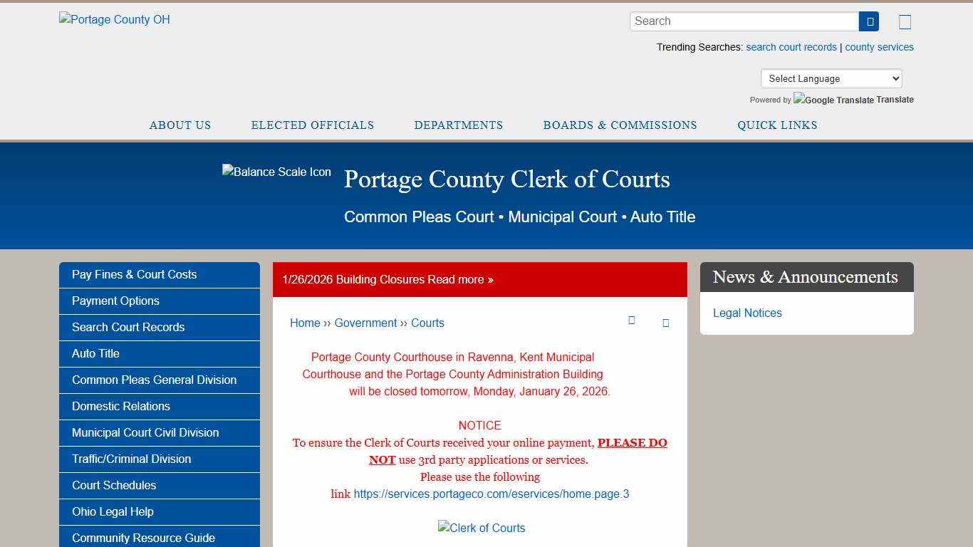 Portage County Clerk of Courts Portage County OH